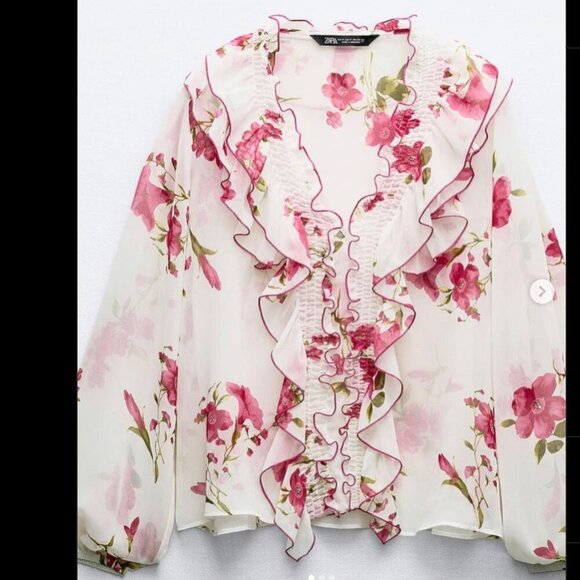 ZARA Floral Ruffle Blouse - Sizes XS, Small NEW WITH TAG! - Picture 3 of 5